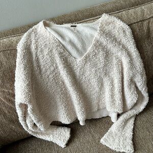 Free People Cream V Neck Sweater